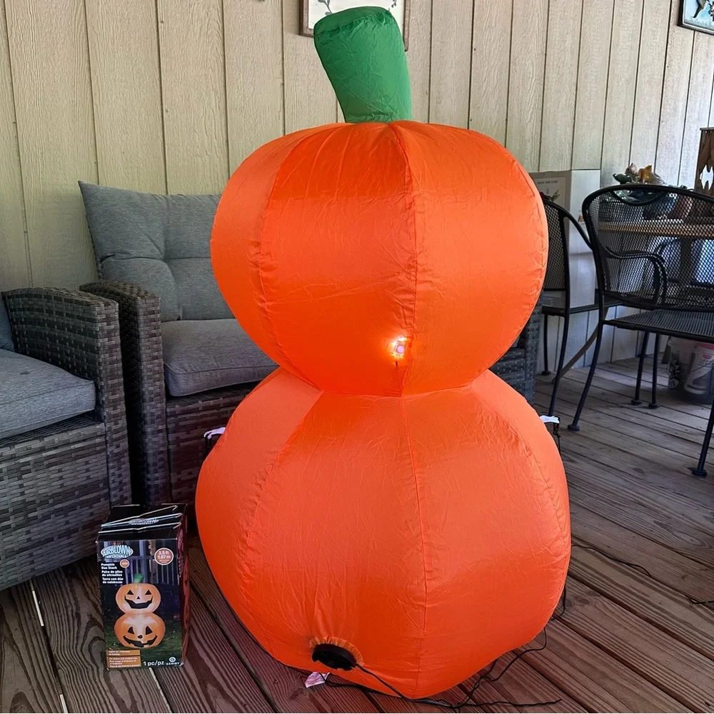 Gemmy Airblown Inflatable Pumpkin Duo Stack 3.5 Ft LED Halloween